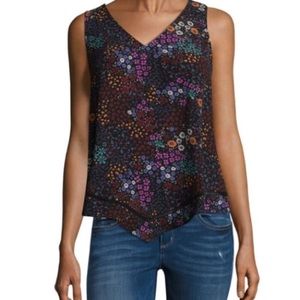 a.n.a Black Floral Swing Tank